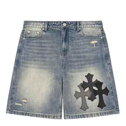 4EVER Distressed Baggy Denim Shorts